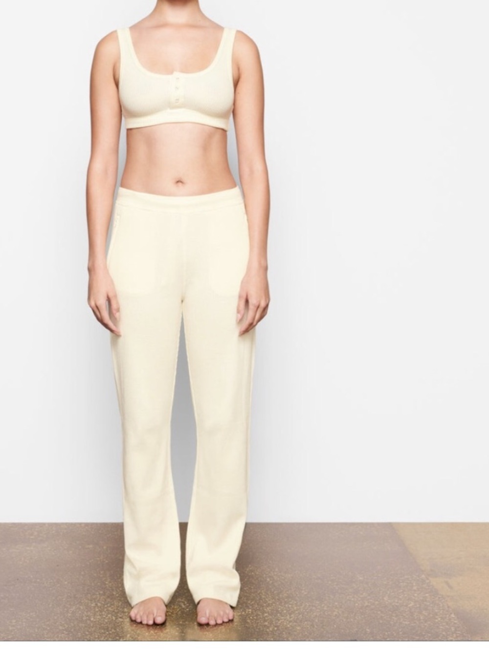 SKlMS WAFFLE LOOSE PANT Cream Size Large